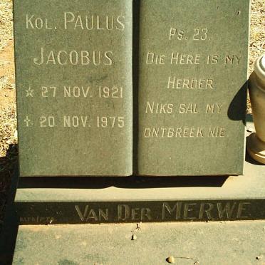 MERWE Paulus Jacobus, van der 1921-1975