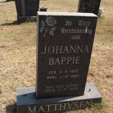 MATTHYSEN Johanna Bappie 1937-1985