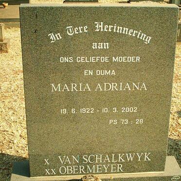 OBERMEYER Maria Adriana voorheen VAN SCHALKWYK 1922-2002