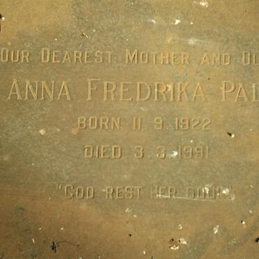 PALK Anna Fredrika 1922-1991