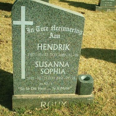 ROUX Hendrik 1917-1989 &amp; Susanna Sophia 1921-2002