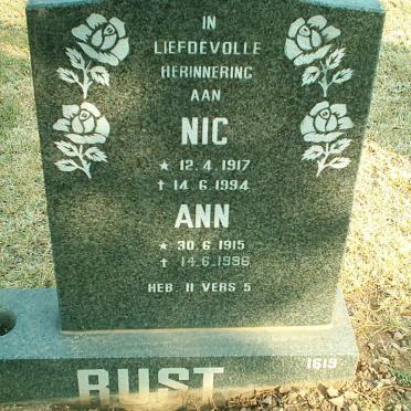 RUST Nic 1917-1994 &amp; Ann 1915-1996