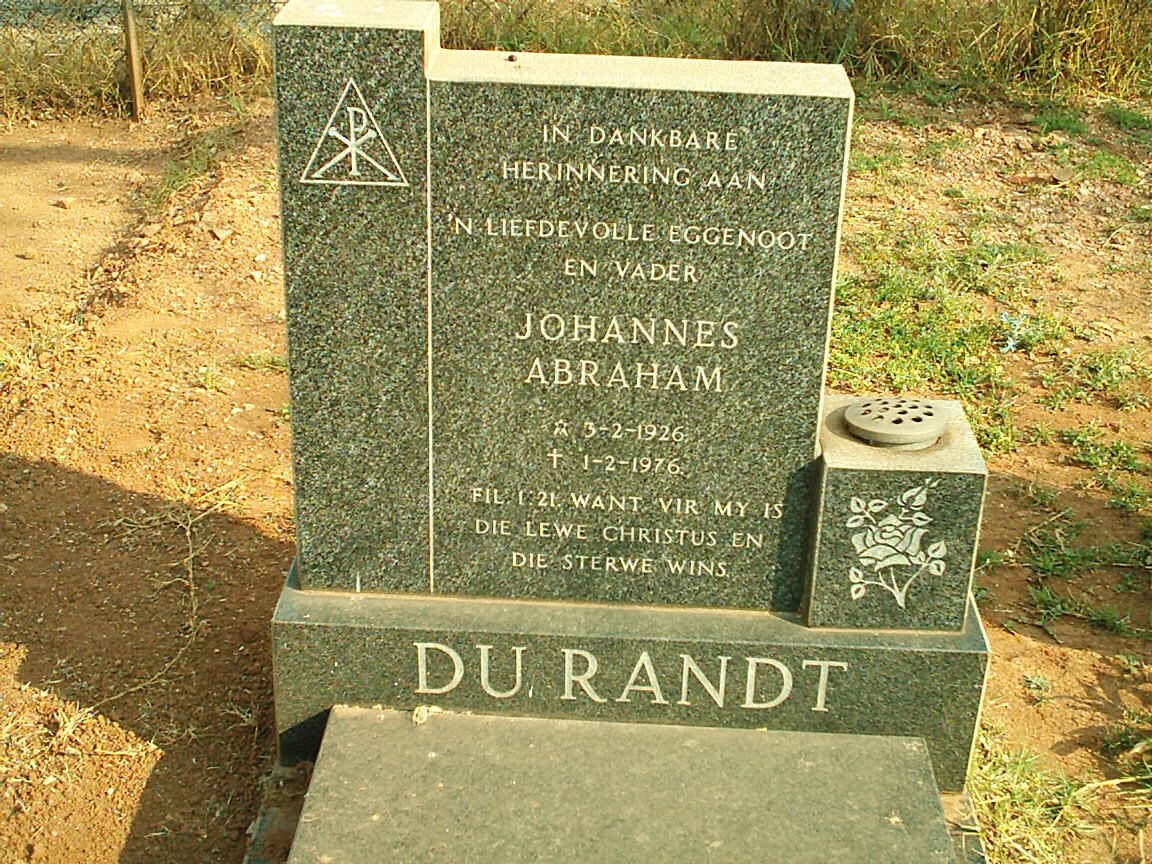 RANDT Johannes Abraham, du 1926-1976