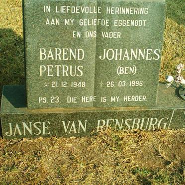 RENSBURG Barend Johannes Petrus, Janse van 1948-1996
