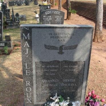 ROUX Johannes Thomas, le 1916-1999 &amp; Hester Davilina 1921-