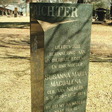 RICHTER Susanna Maria Magdalena nee VAN NIEKERK  1930-1974