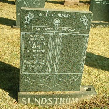 SUNDSTROM Mathilda Jane nee HAMMOND 1936-1989