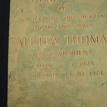 THOMAS Aletta nee VILJOEN 1924-1974