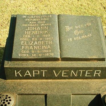 VENTER Johann Hendrik 1922-1967 &amp; Elizabeth Francina 1923-1976