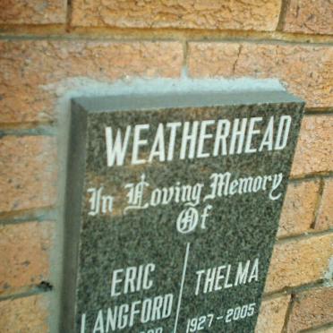 WEATHERHEAD Eric Langford 1924-1998 &amp; Thelma 1927-2005
