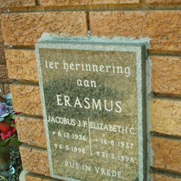 ERASMUS Jacobus J.P. 1936-1998 &amp; Elizabeth C. 1937-1998