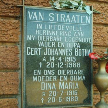 STRAATEN Gert Johannes Botha, van 1915-1988 &amp; Dona Maria 1916-1989