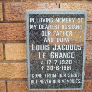 GRANGE Louis Jacobus, le 1920-1991