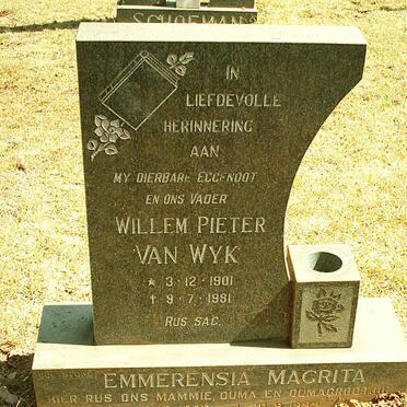 WYK Willem Pieter, van 1901-1981 &amp; Emmerensia Magrita 1906-1992