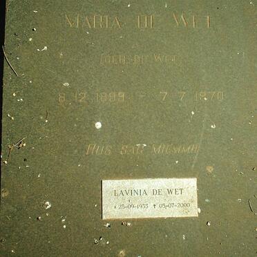 WIT Martha, de nee DE WET 1899-1970 :: DE WET Lavinia 1935-2000