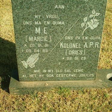 ? A.P.R. 1928- &amp; M.E. 1931-1989