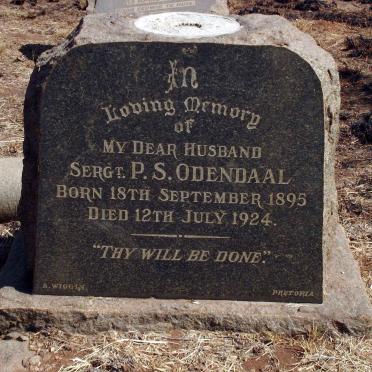 ODENDAAL P.S. 1895-1924
