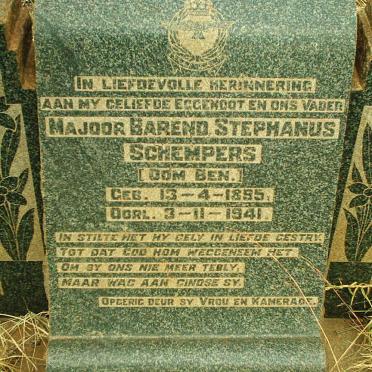 SCHEMPERS Barend Stephanus 1895-1941