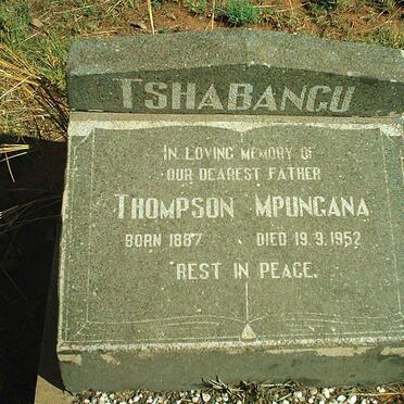 TSHABANGU Thompson Mpungana 1887-1952