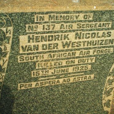 WESTHUIZEN Hendrik Nicolas, van der -1925