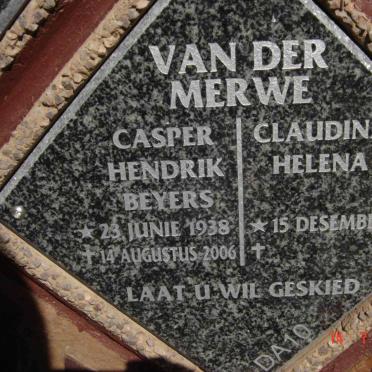 MERWE Casper Hendrik, van der 1938-2006 &amp; Claudina Helena 1944-