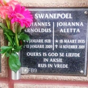 SWANEPOEL Johannes Arnoldus 1928-2009 &amp; Johanna Aletta 1935-2009