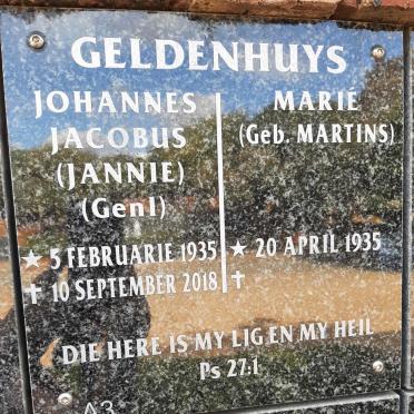 GELDENHUYS Johannes Jacobus 1935-2018 &amp; Marie MARTINS 1935-
