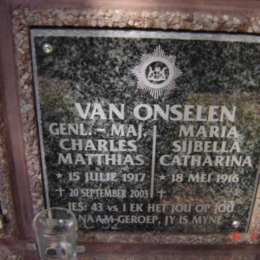 ONSELEN Charles Matthias, van 1917-2003 &amp; Maria Sijbella Catharina 1916-