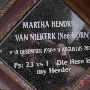 NIEKERK Martha Hendrina, van nee HORN 1936-2003