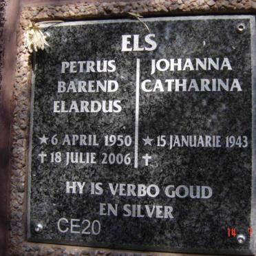 ELS Petrus Barend Elardus 1950-2006 &amp; Johanna Catharina 1943-