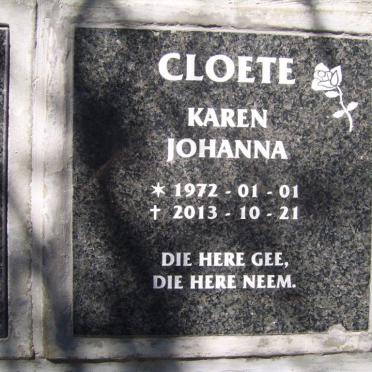 CLOETE Karen Johanna 1972-2013