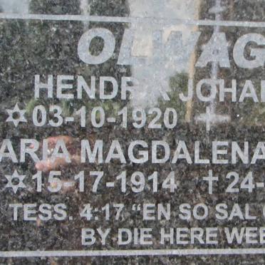 OLWAGE Hendrik Johannes 1920- &amp; Maria Magdalena BERGH 1914-2004