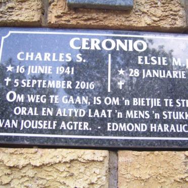 CERONIO Charles S. 1941-2016 &amp; Elsie M.J. 1945-