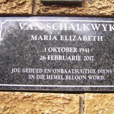 SCHALKWYK Maria Elizabeth, van 1941-2017