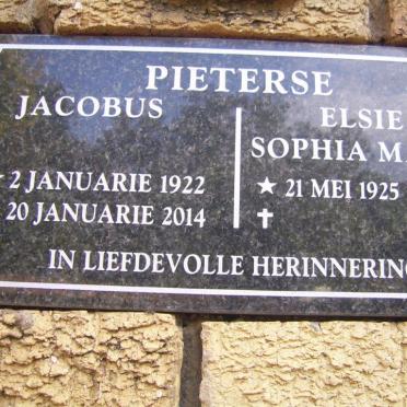 PIETERSE Jacobus 1922-2014 &amp; Elsie Sophia Maria 1925-