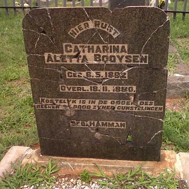 BOOYSEN Catharina Aletta nee HAMMAN 1862-1880