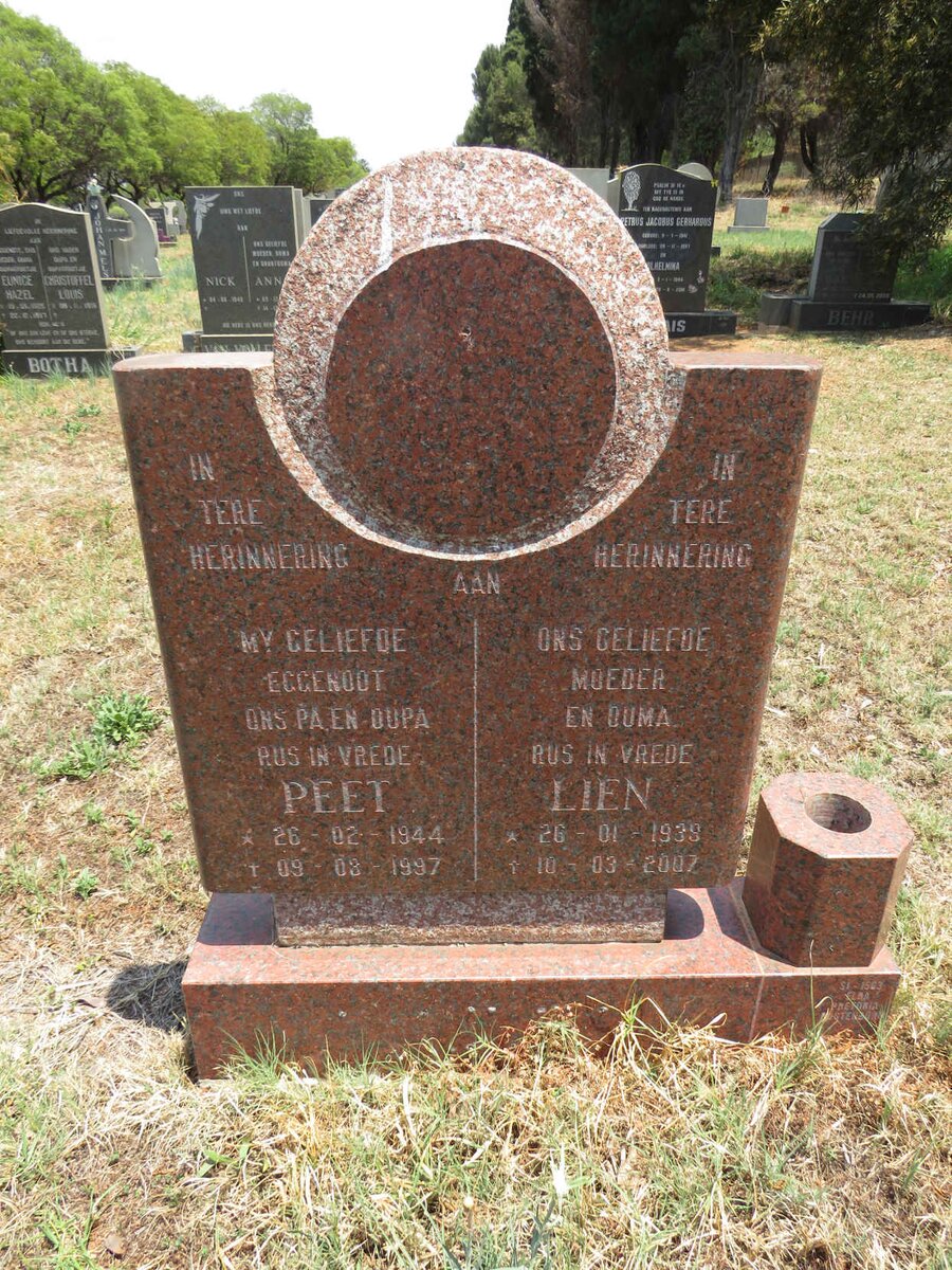 ? Peet 1944-1997 & Lien 1938-2007