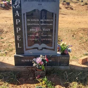 APPEL Josef 1947-2017 &amp; Elize 1950-2020