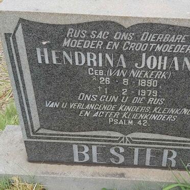 BESTER Hendrina Johanna nee VAN NIEKERK 1890-1979