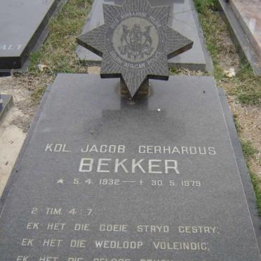 BEKKER Jacob Gerhardus 1932-1979