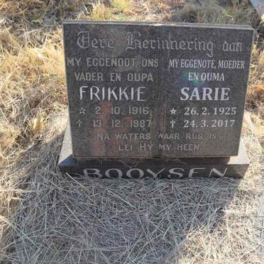 BOOYSEN Frikkie 1916-1987 & Sarie 1925-2017