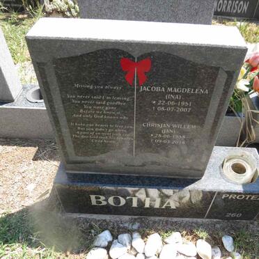 BOTHA Chrisjan Willem 1958-2018 & Jacoba Magdelena 1951-2007