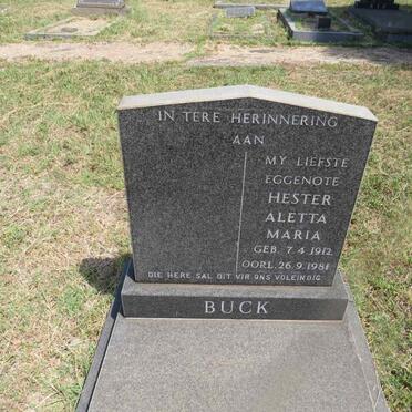 BUCK Hester Aletta Maria 1912-1981