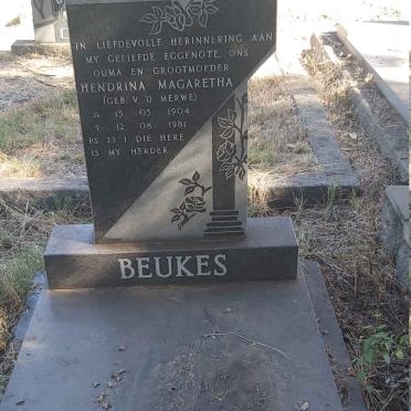 BEUKES Hendrina Magaretha nee V.D. MERWE 1904-1981