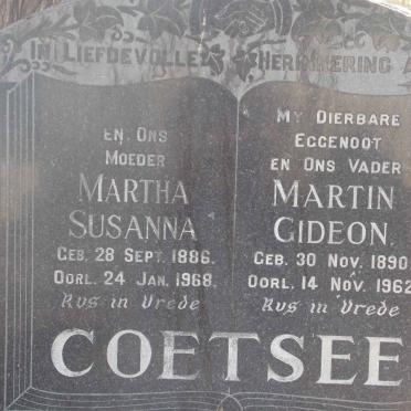 COETSEE Martin Gideon 1890-1962 &amp; Martha Susanna 1886-1968