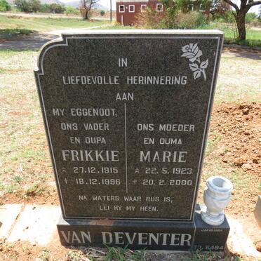 DEVENTER Frikkie, van 1915-1996 & Marie 1923-2000