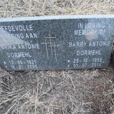 DORMEHL Henrika Antonie 1921-2005 :: DORMEHL Barry Antonie 1958-2014