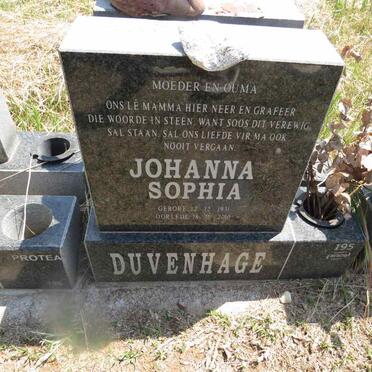 DUVENHAGE Johanna Sophia 1931-2010