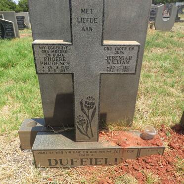 DUFFIELD Jeremiah William 1921-2001 & Phoebe Prudence 1929-1997