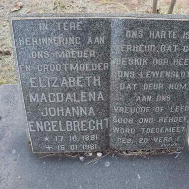 ENGELBRECHT Elizabeth Magdalena Johanna 1891-1981